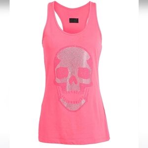 NWOT Philipp Plein neon pink 💎 tstrap tank